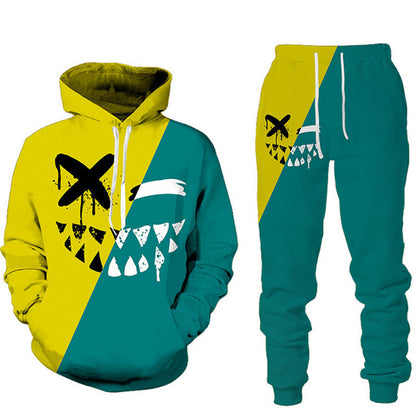 smiley 3D printed men's hooded sweater suit