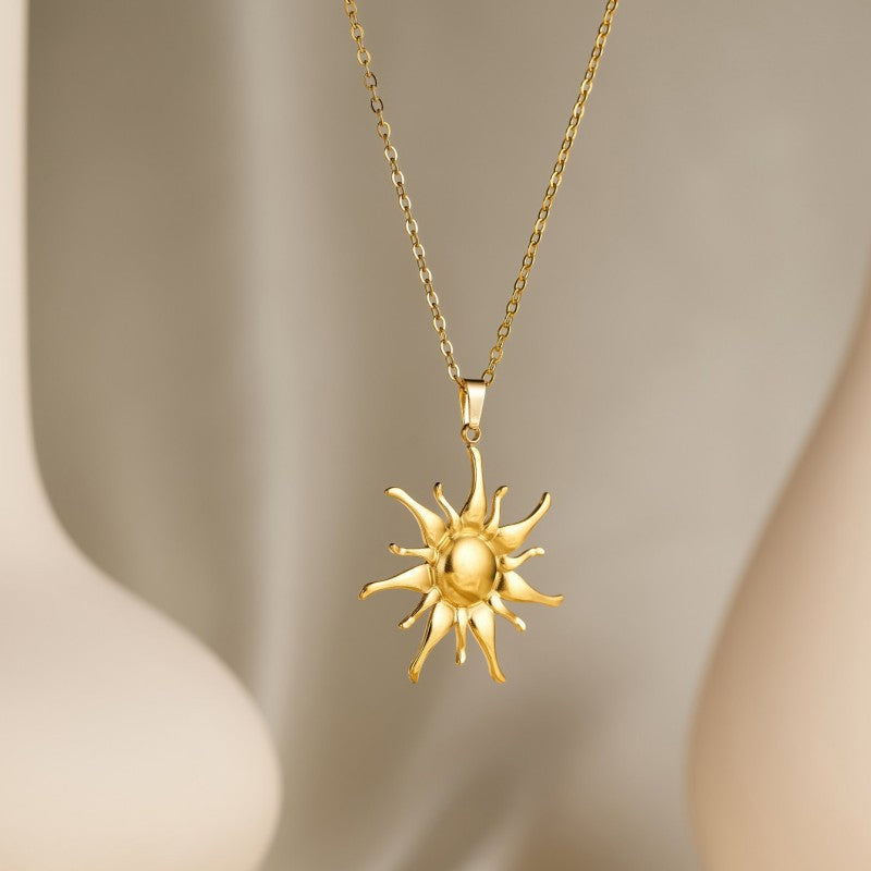 Smiley Face Sun Pendant Necklace for Women