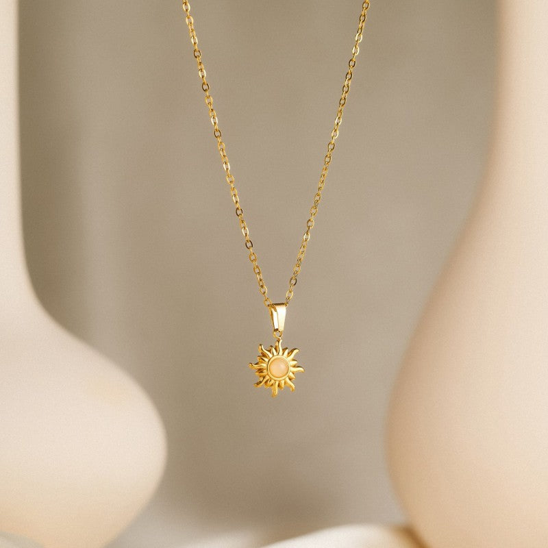 Smiley Face Sun Pendant Necklace for Women
