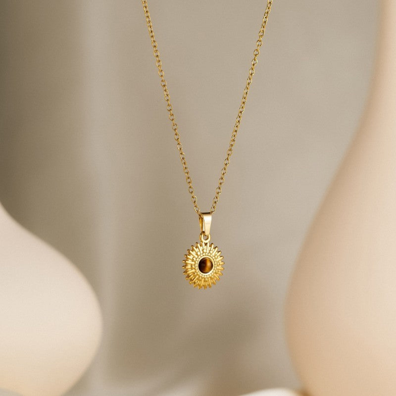 Smiley Face Sun Pendant Necklace for Women