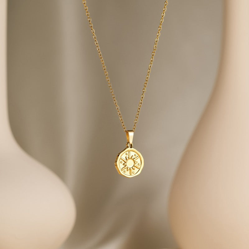 Smiley Face Sun Pendant Necklace for Women