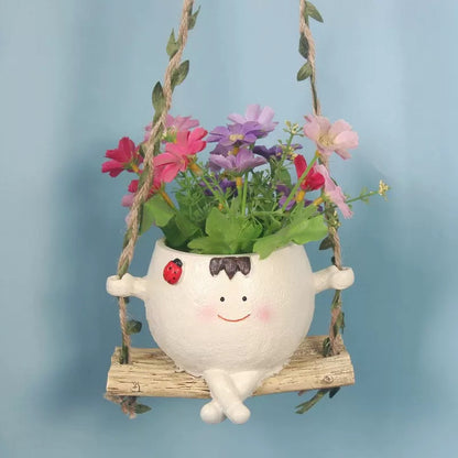 Smiling Face Flower Pot Pendant