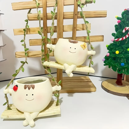 Smiling Face Flower Pot Pendant