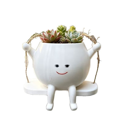 Smiling Little Man Hanging Flower Pot