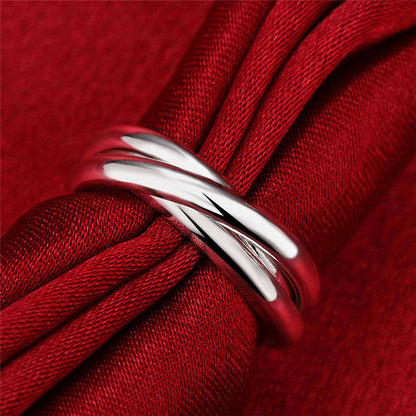 Smooth Three Ring Silver Plated Geometric Jewelry