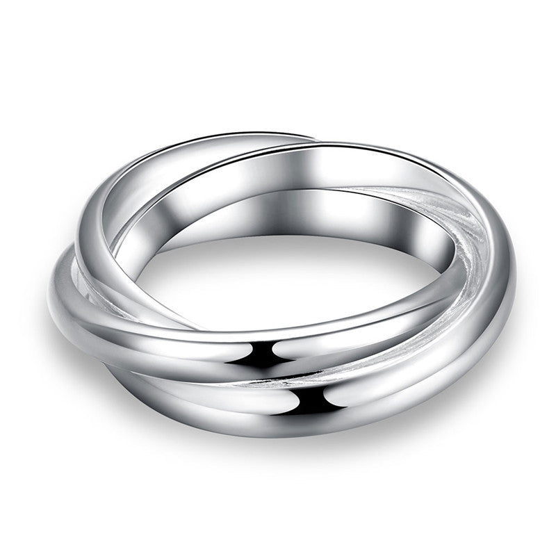 Smooth Three Ring Silver Plated Geometric Jewelry