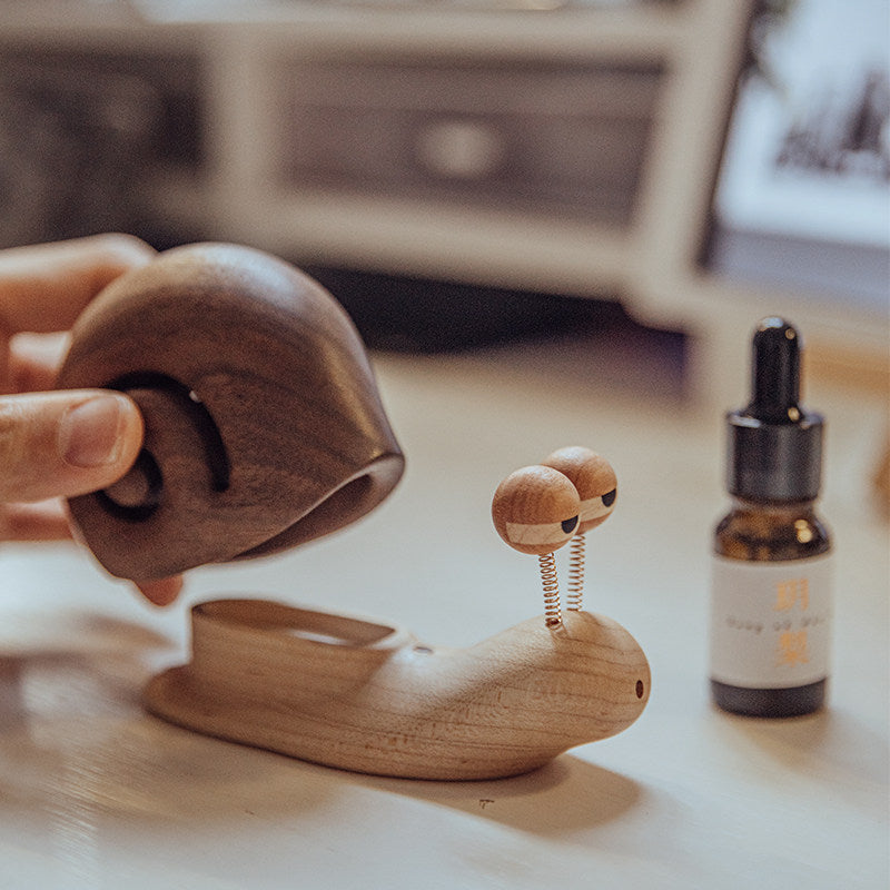 Snail-Shaped Ebony Wood Car Air Freshener and Home Decor