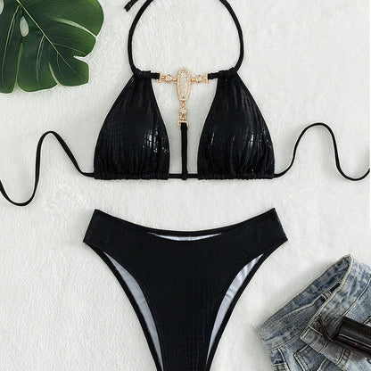 Snake Pattern Bronzing Bikini