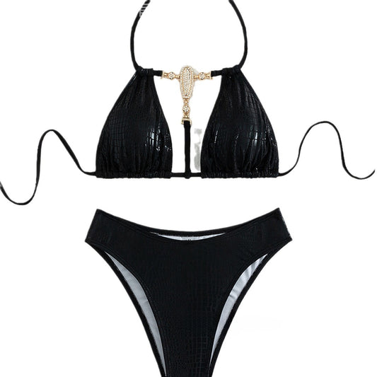 Snake Pattern Bronzing Bikini
