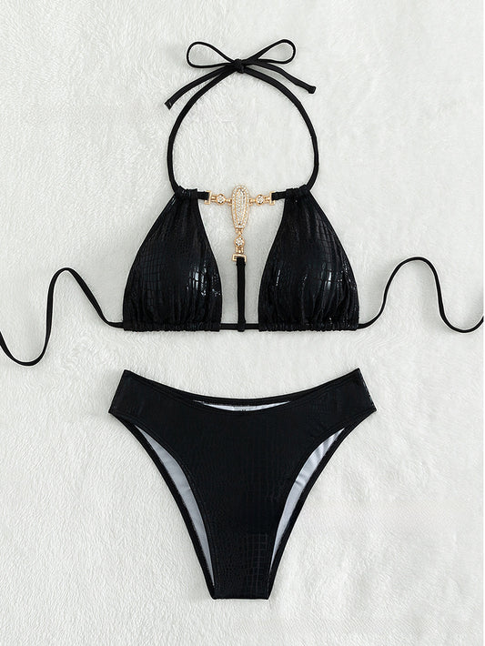 Snake Pattern Bronzing Bikini