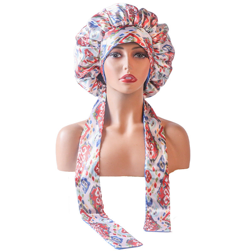 Snake print double-layered sleeping cap