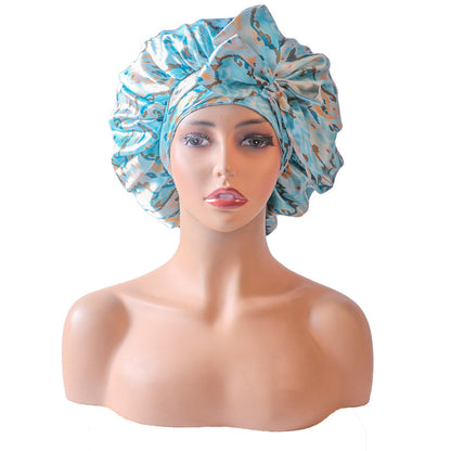 Snake print double-layered sleeping cap