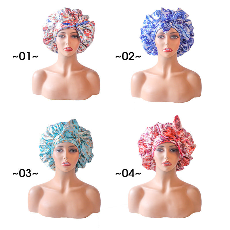 Snake print double-layered sleeping cap