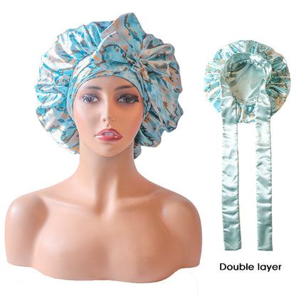 Snake print double-layered sleeping cap