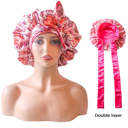 Snake print double-layered sleeping cap