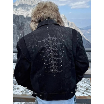 Snake Print PU Leather Jacket