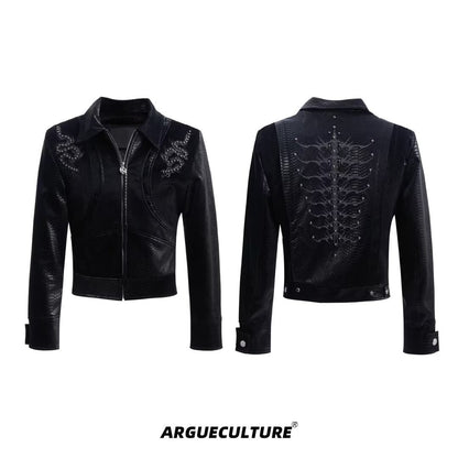 Snake Print PU Leather Jacket