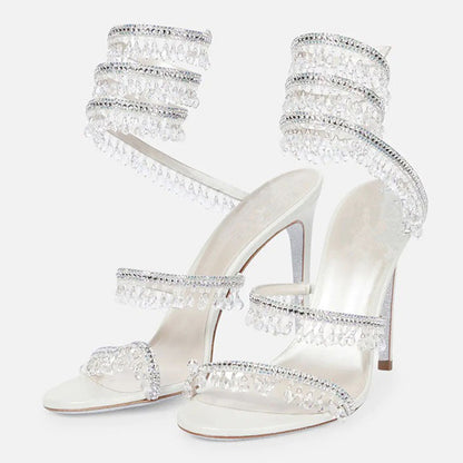 Snake-Shaped Crystal Pendant Roman Sandals