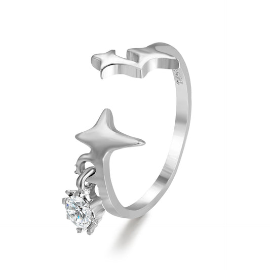 Snake-shaped zircon ring trendy geometric design