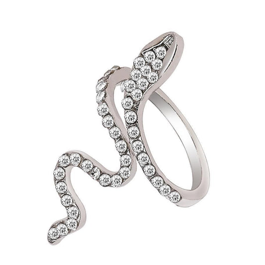 Snake-shaped zircon ring trendy geometric design
