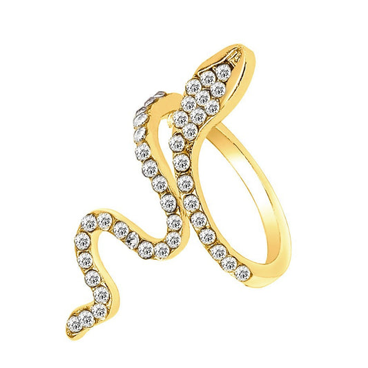 Snake-shaped zircon ring trendy geometric design