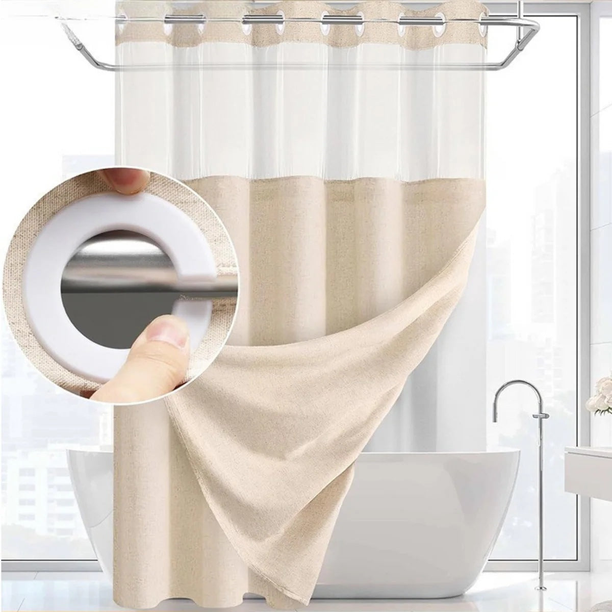 SnapIn Digital Print Shower Curtain
