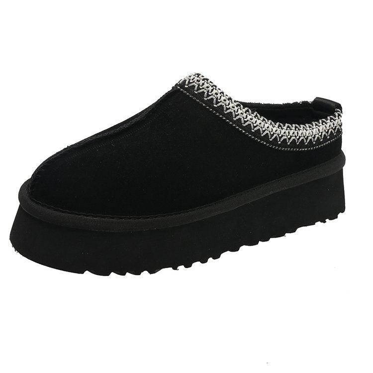 Snow boots women's winter fur-coated head-covering slippers