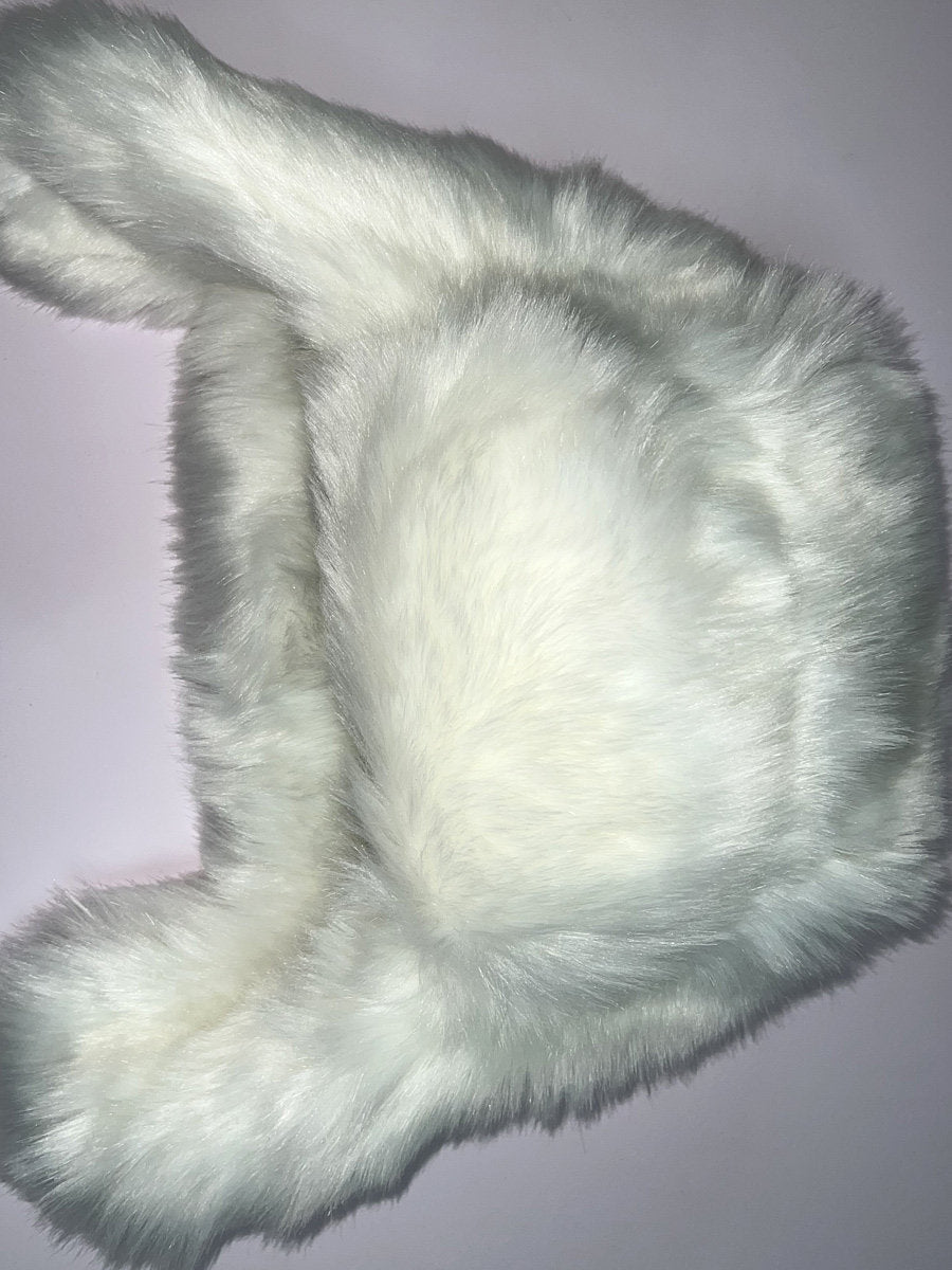 Snow-White Cute Long-Haired Faux Animal Fur Windproof Warm Padded Lei Feng Hat with Ear Protection