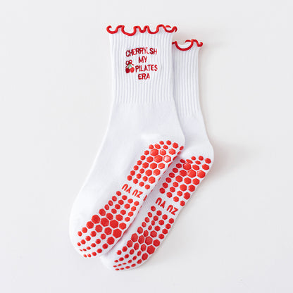 Socks with Cherry Embroidery