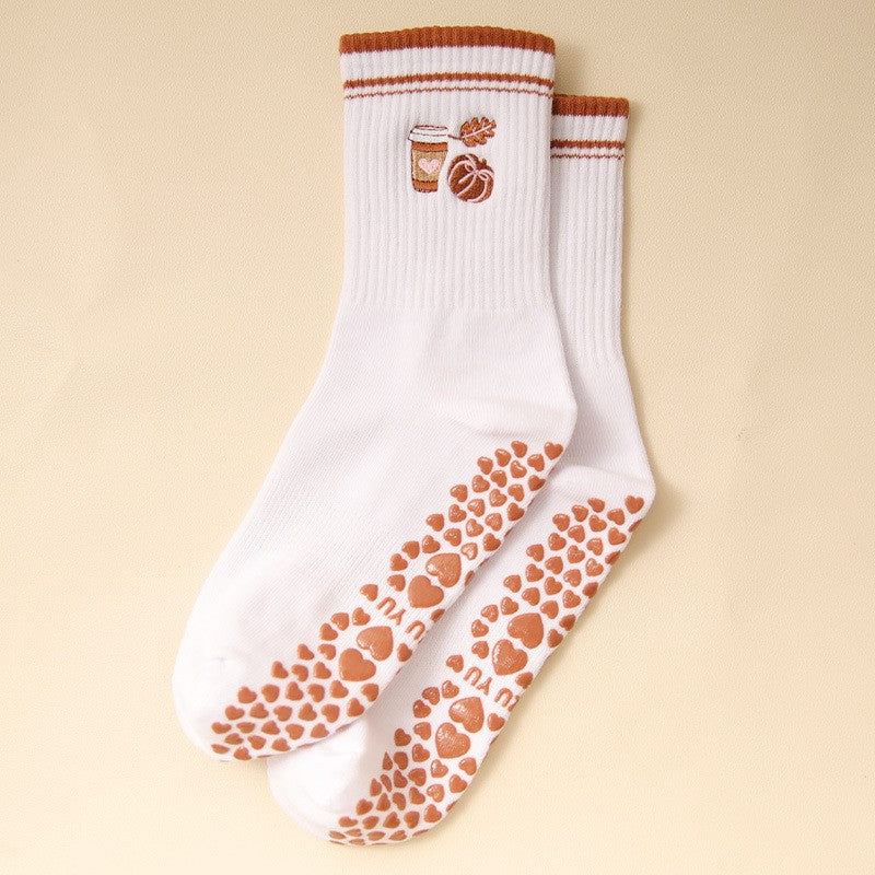 Socks with Cherry Embroidery