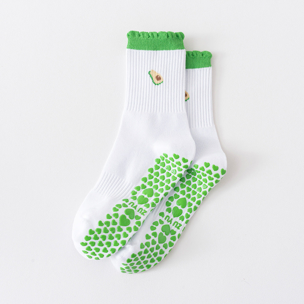 Socks with Cherry Embroidery