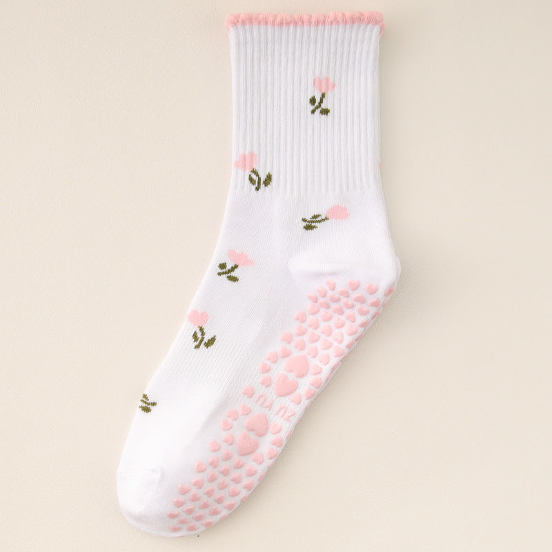 Socks with Cherry Embroidery