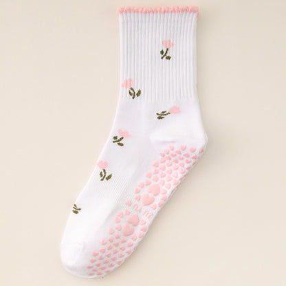 Socks with Cherry Embroidery
