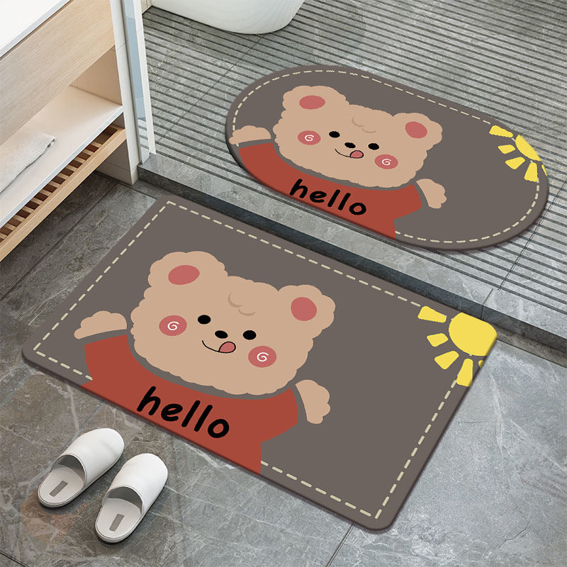 Soft absorbent bathroom anti-slip mat