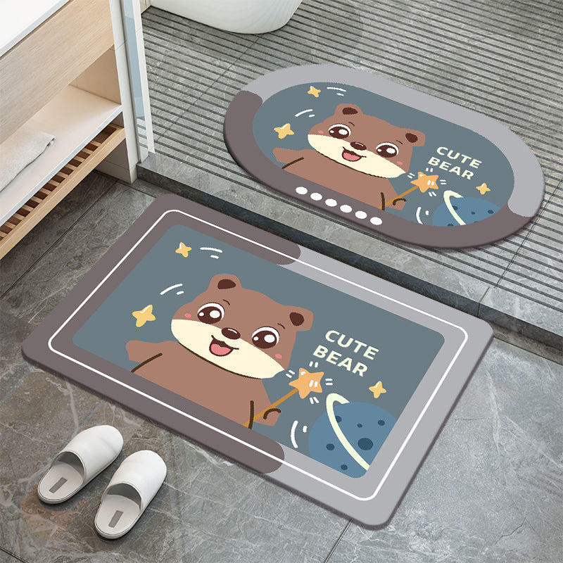 Soft absorbent bathroom anti-slip mat