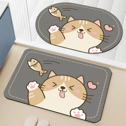 Soft absorbent bathroom anti-slip mat