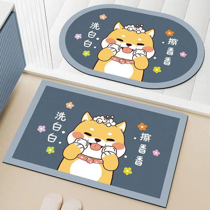 Soft absorbent bathroom anti-slip mat