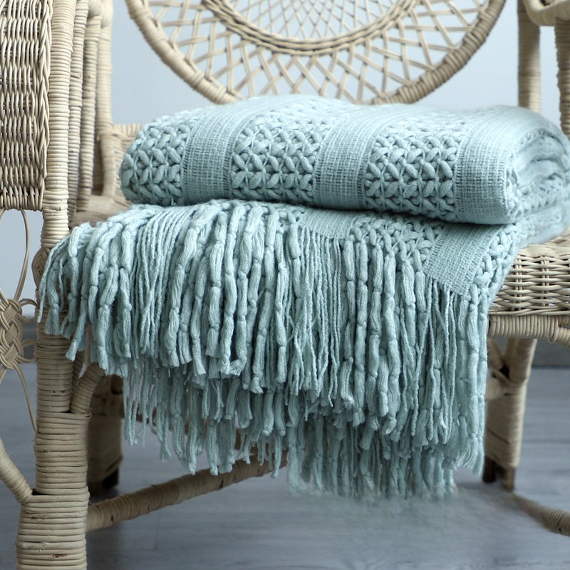 Soft Acrylic Knit Blanket for Sofa and Bed