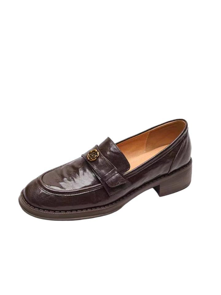 Soft Black Camellia Loafers