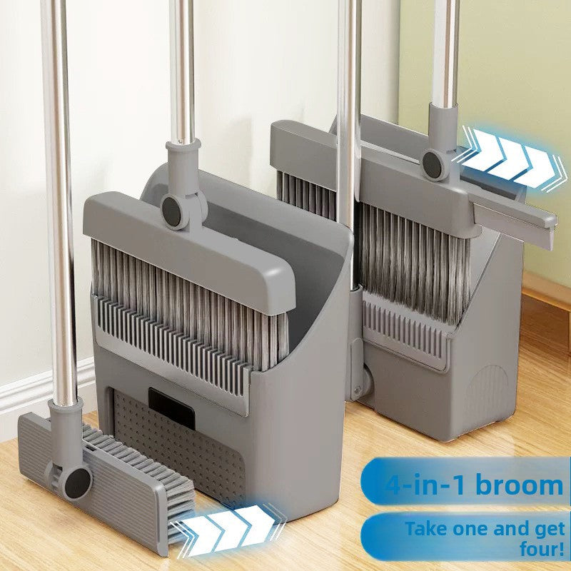 Soft Bristle Broom Dustpan Set – 3-in-1/4-in-1 Foldable Cleaning Kit