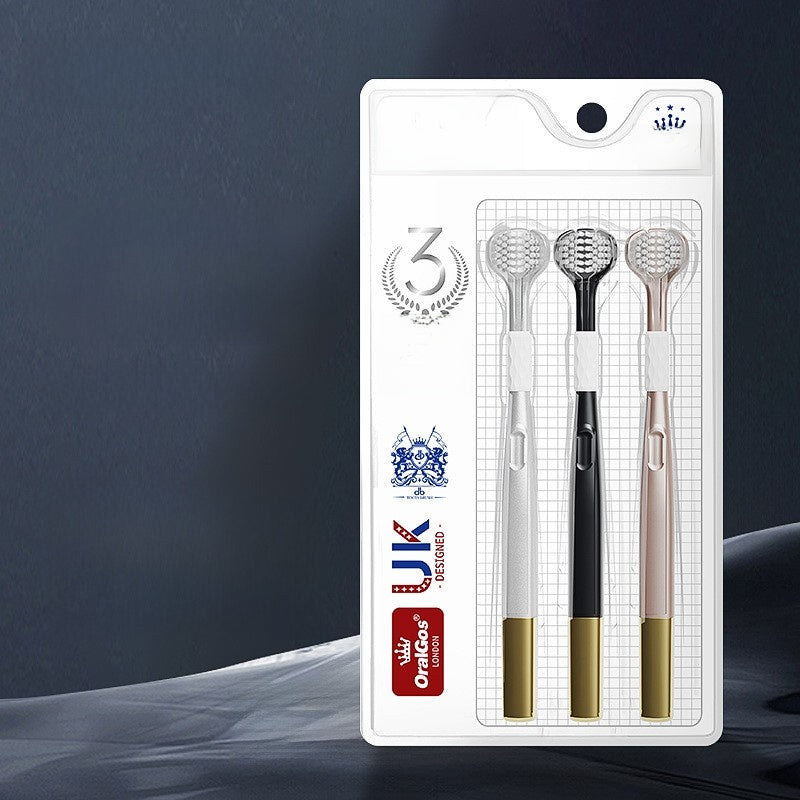 Soft-bristled three-sided toothbrush