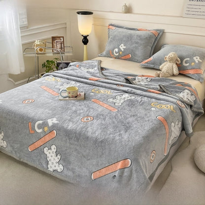 Soft Cartoon Flannel Throw Blanket