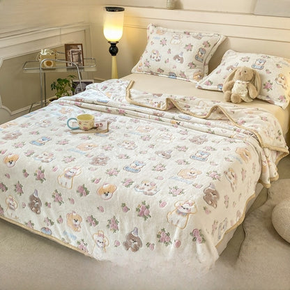 Soft Cartoon Flannel Throw Blanket