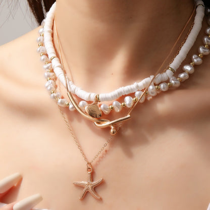 Soft clay imitation pearl beaded necklace