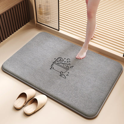 Soft Coral Fleece Bath Mat Absorbent Non-Slip
