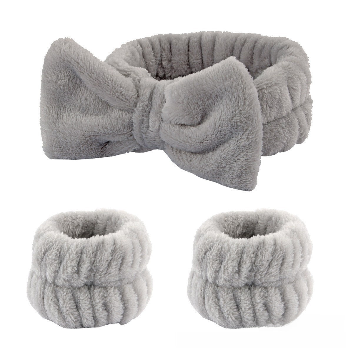 Soft Coral Fleece Hair and Wrist Band Set