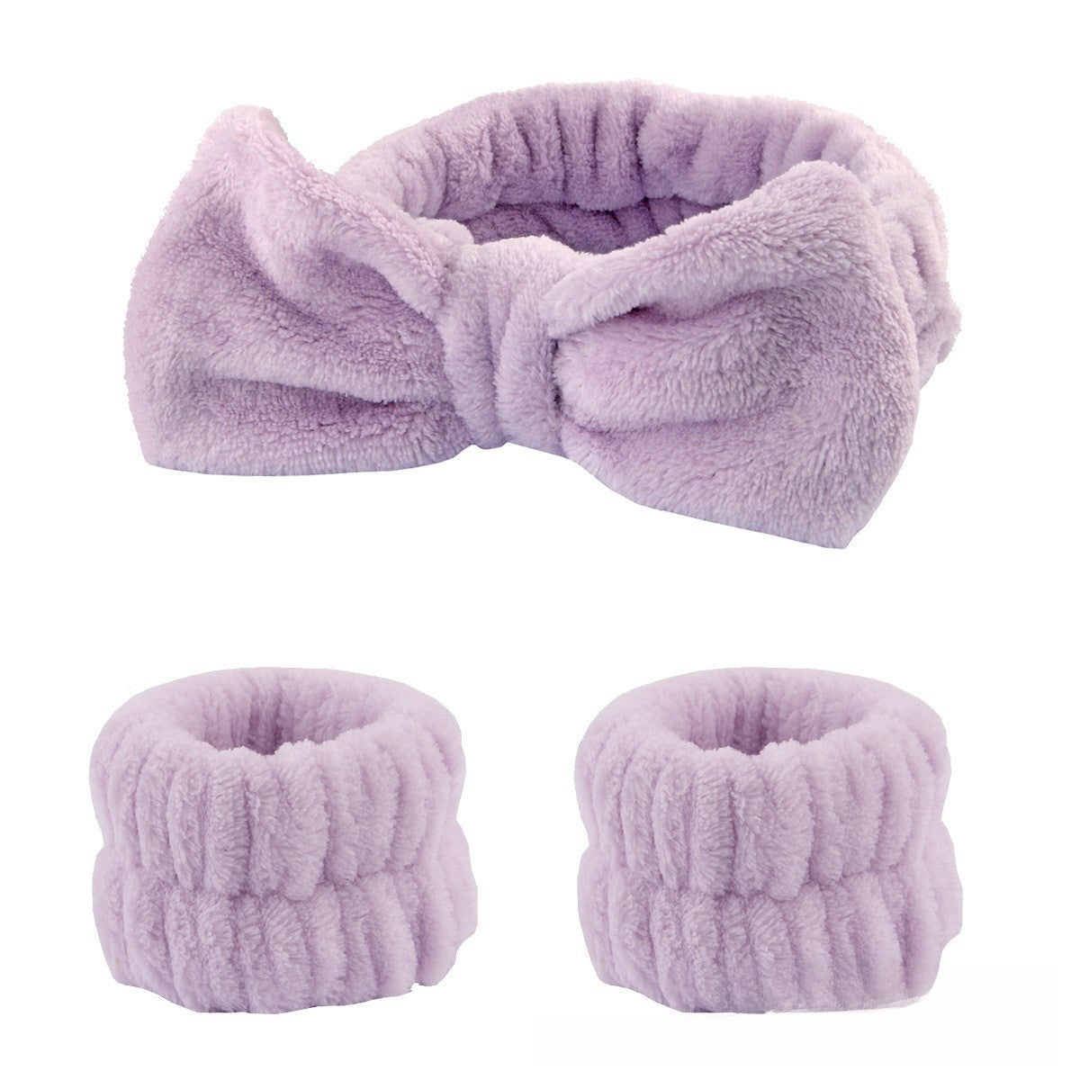 Soft Coral Fleece Hair and Wrist Band Set