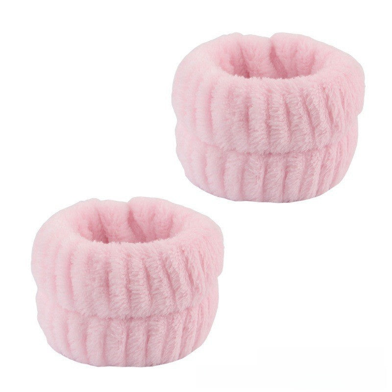 Soft Coral Fleece Hair and Wrist Band Set