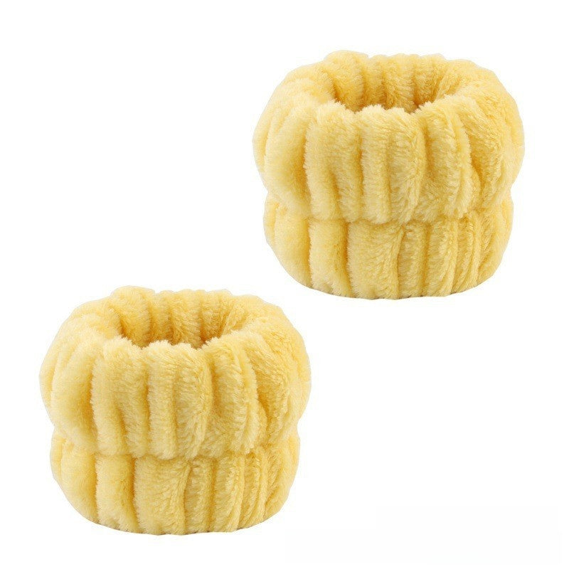 Soft Coral Fleece Hair and Wrist Band Set