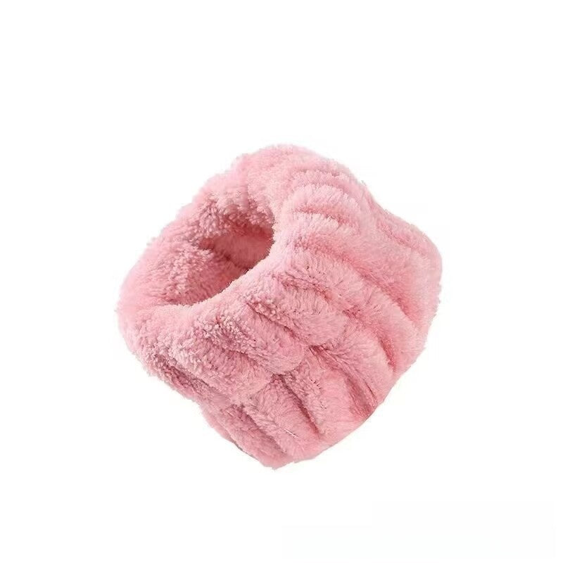 Soft Coral Fleece Hair and Wrist Band Set